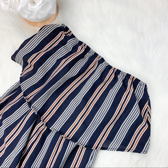 Emory Park Strapless Striped Ruffle Jumpsuit - Picture 1 of 4